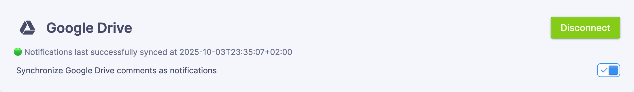 Google Drive integration configuration