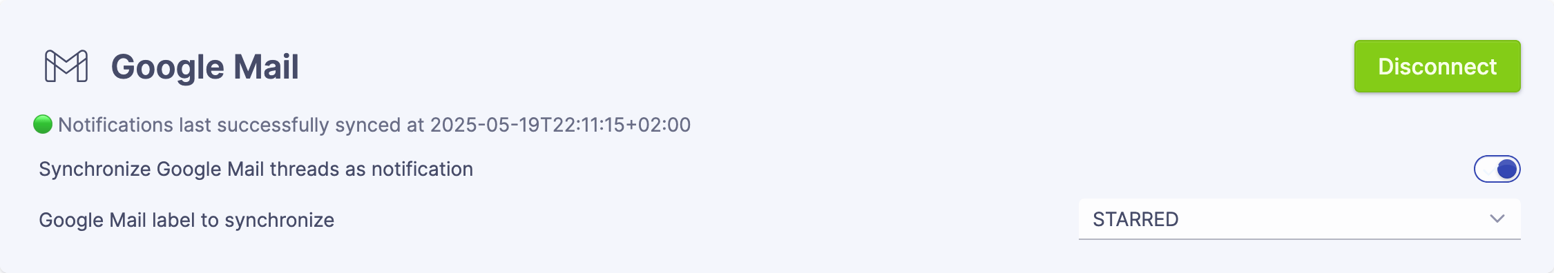 Google Mail integration configuration