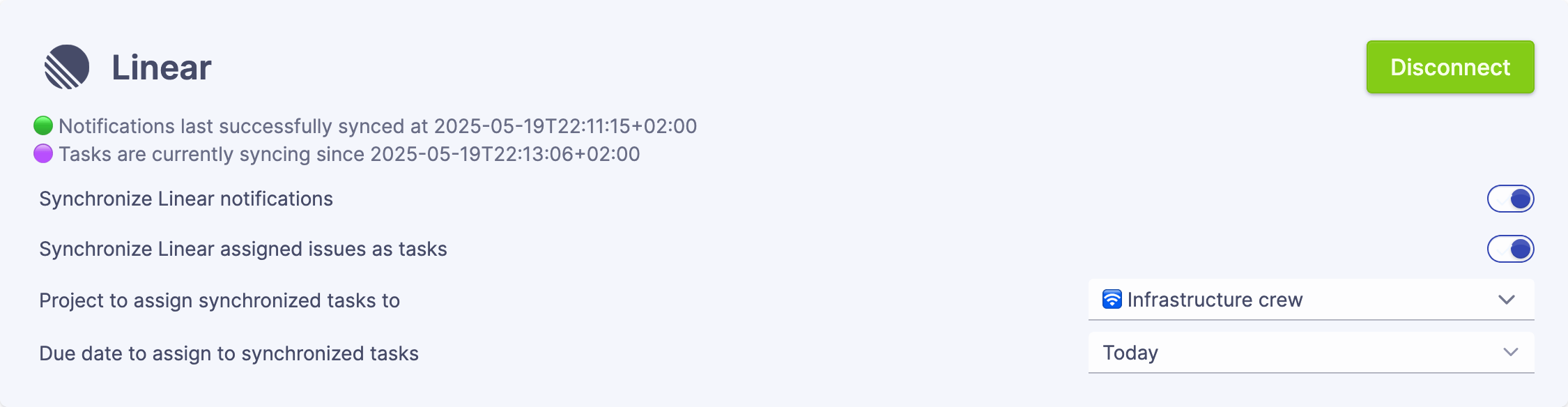 Linear integration configuration