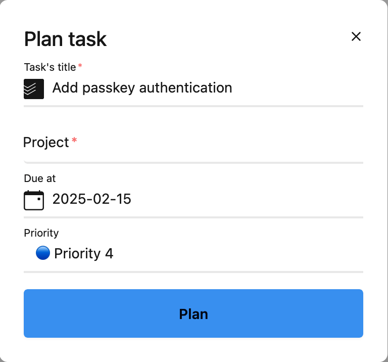 create task modal