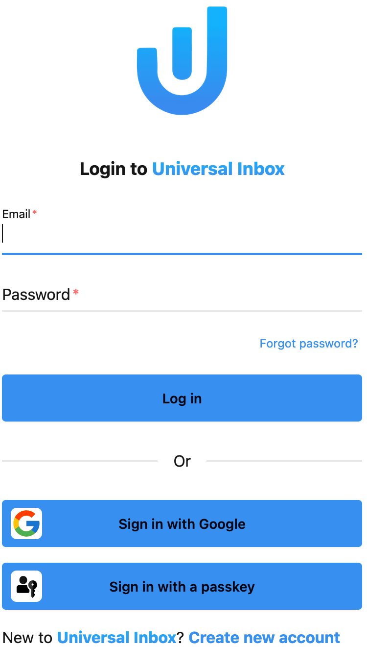 The login page