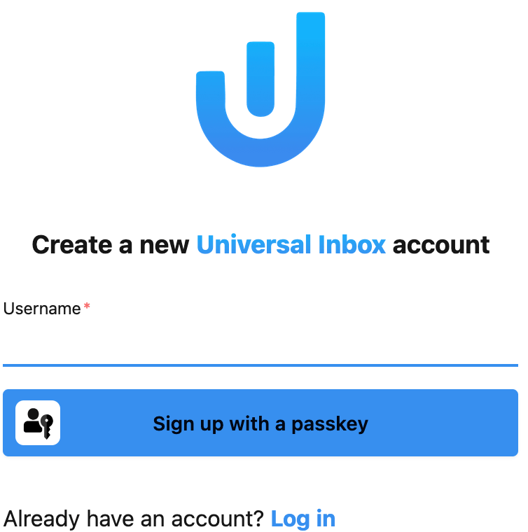 The Passkey signup page
